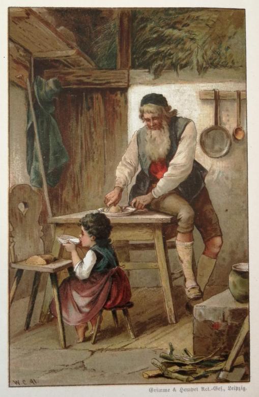 Heidi et son grand-père. Illustration par Wilhelm Claudius pour l’édition de 1889 © Archive Johanna Spyri, SIKJM, Zurich