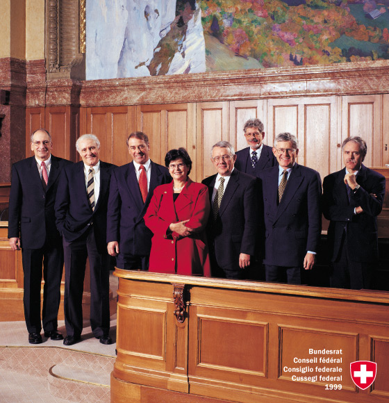 Foto ufficiale del Consiglio federale nel 1999 