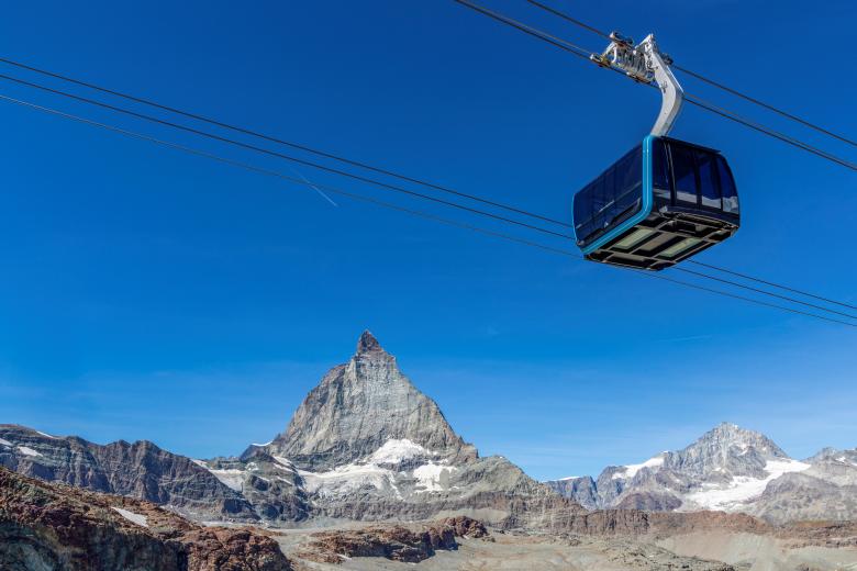 "Crystal Ride" gondola in front of the Matterhorn, Zermatt