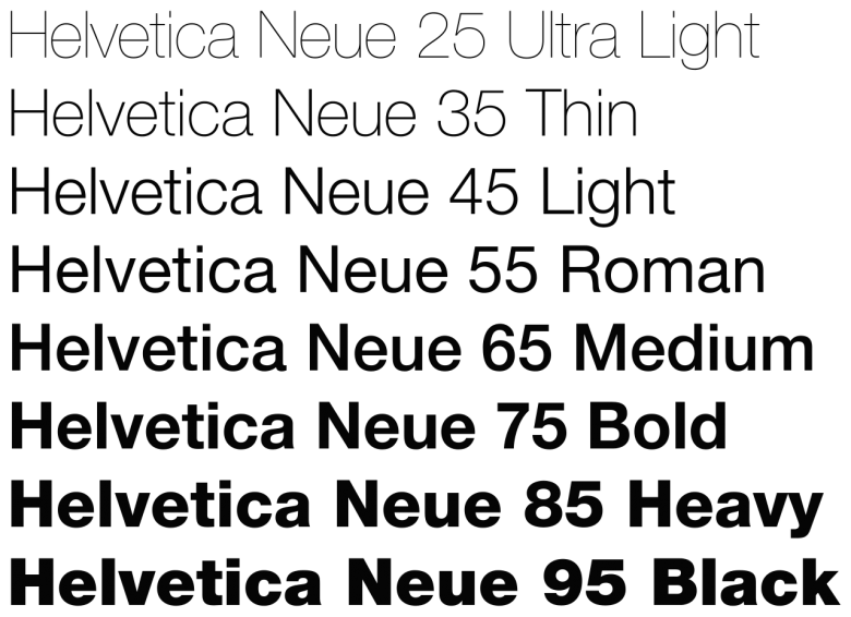 Helvetica typefaces