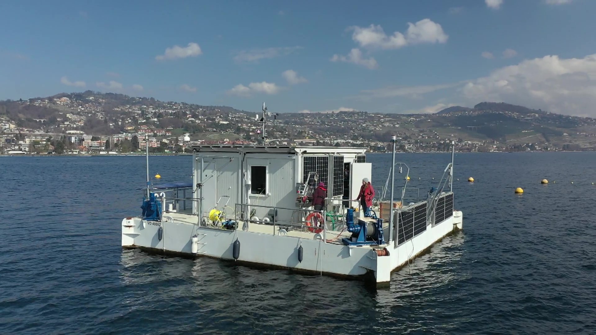 The floating laboratory LéXPLORE on Lake Geneva ©️ EPFL, Natacha Tofield-Pasche