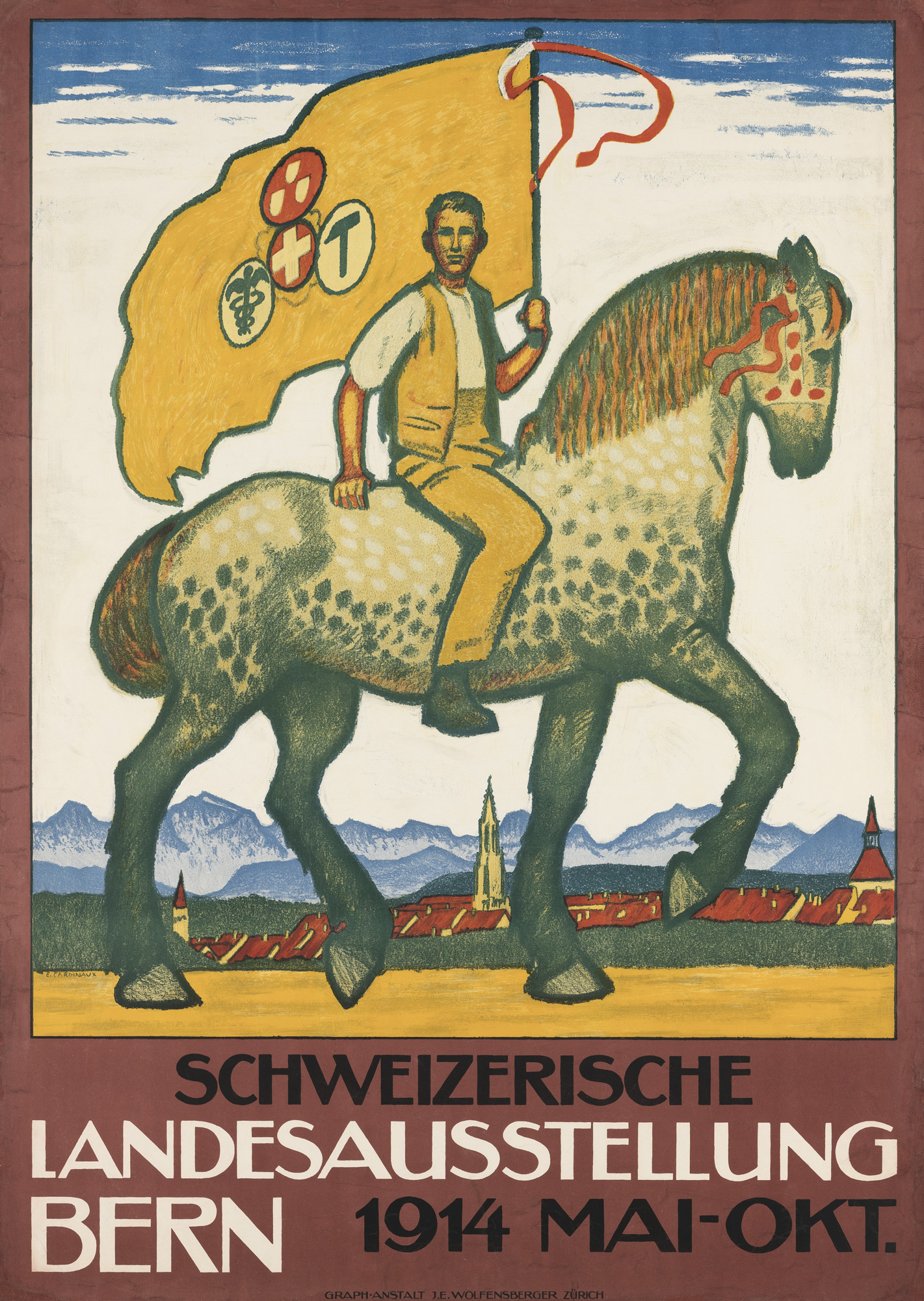 Emil Cardinaux, Schweizerische Landesausstellung Bern (Esposizione nazionale svizzera a Berna), manifesto, 1914, litografia, Museo del design di Zurigo, collezione di manifesti