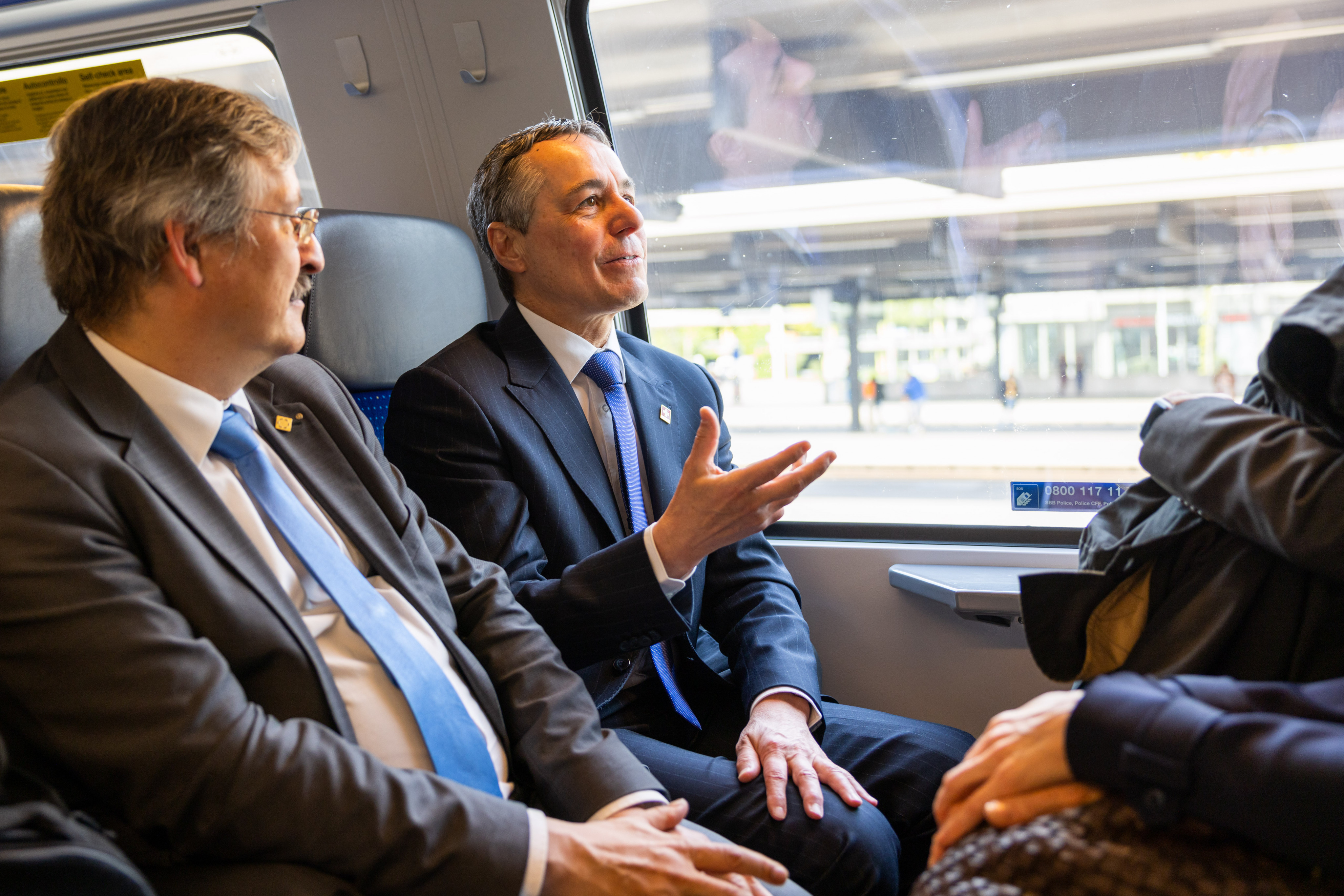 President of the Swiss Confederation Ignazio Cassis in a train.