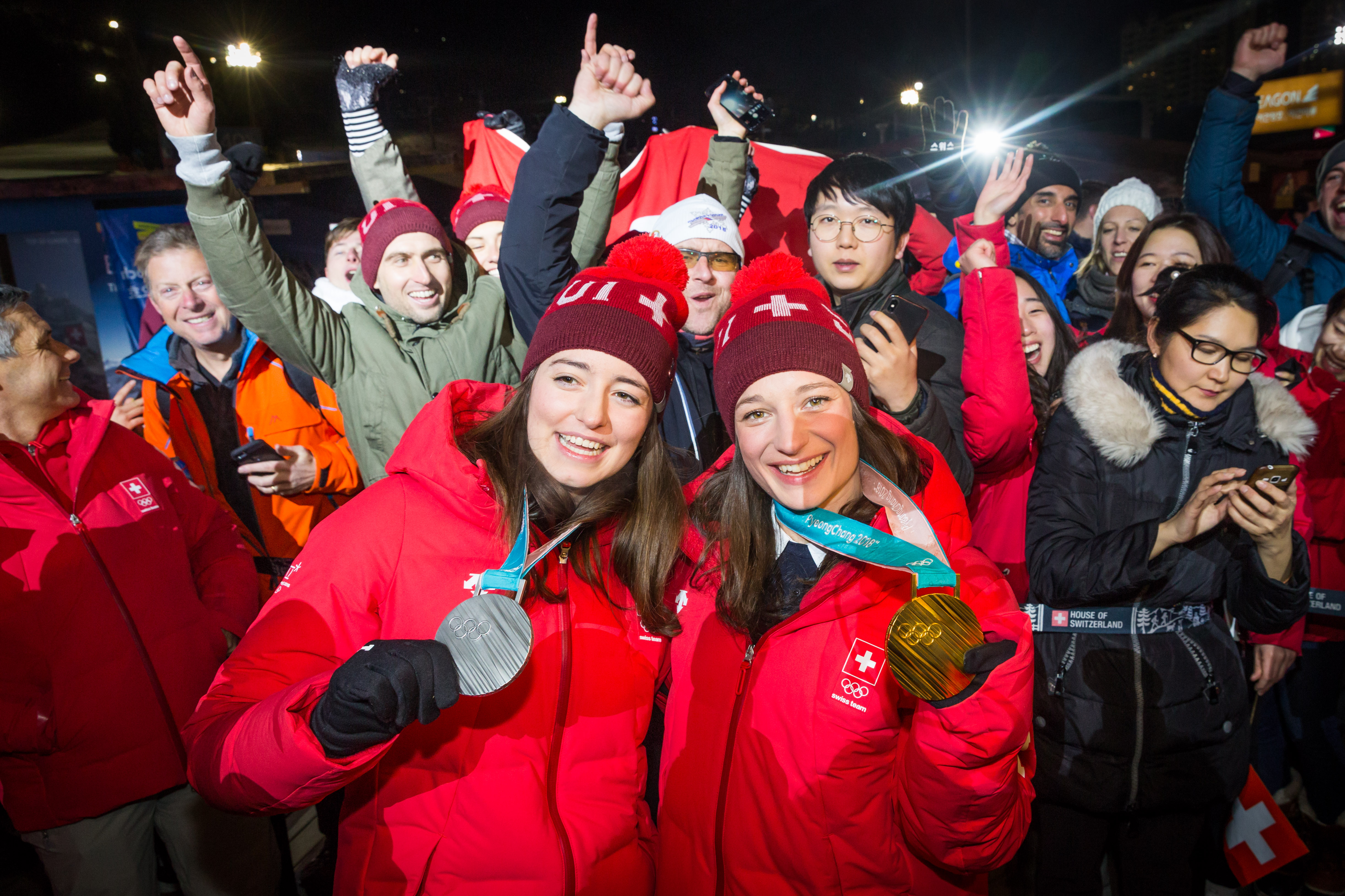 Mathilde Gremaud and Sarah Höfflin in Pyeongchang in 2018