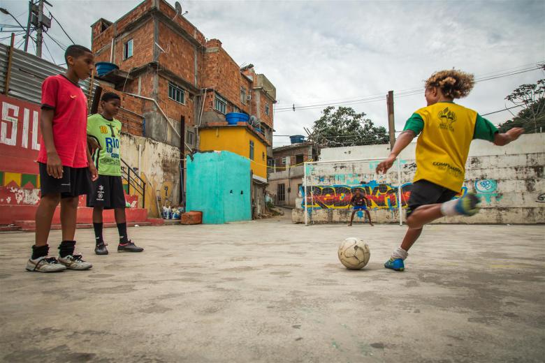 Young immigrant football team.