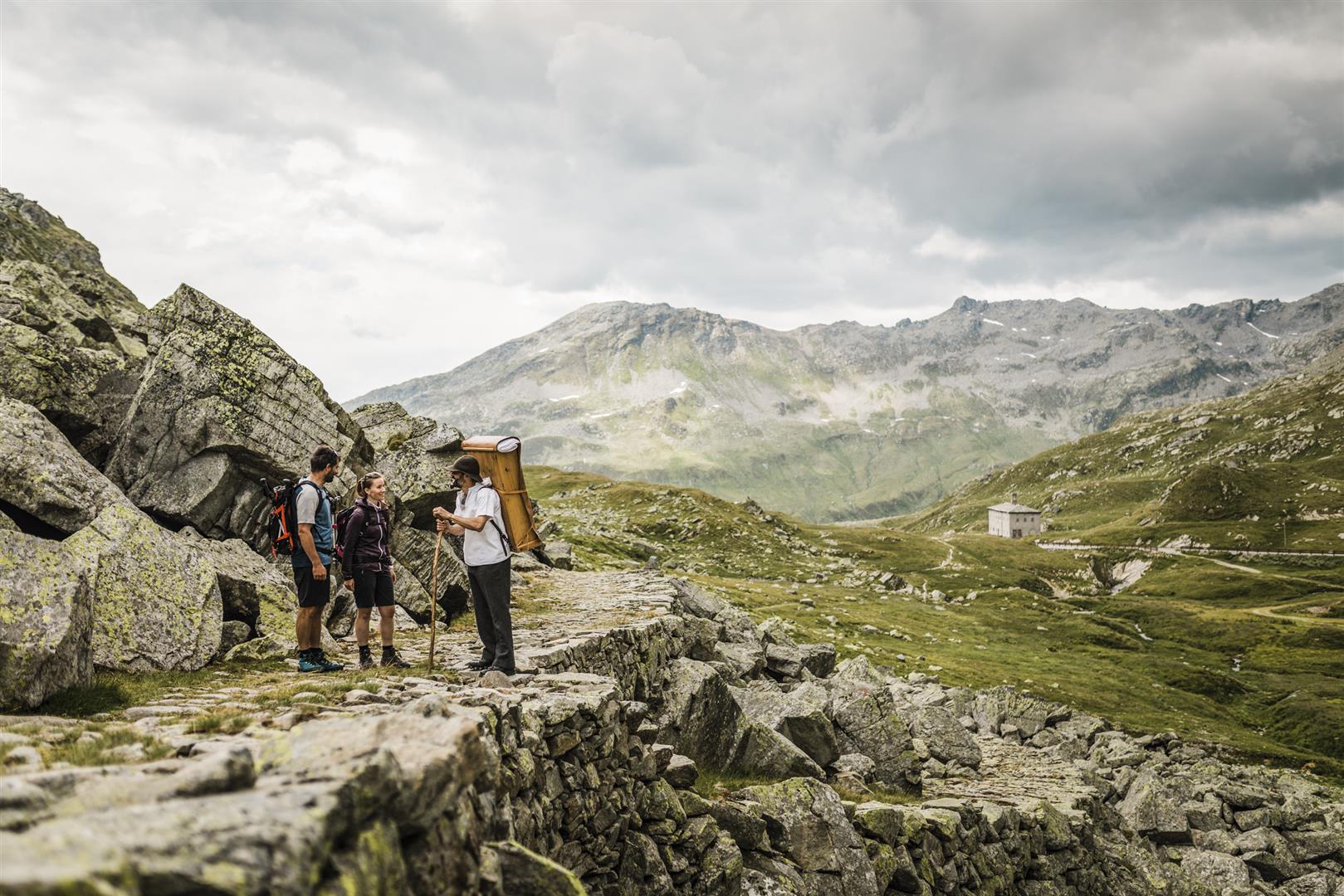 Hikers on the Splügen Pass 