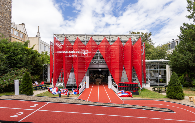 Entrance of the Maison Suisse. © FDFA, Presence Switzerland