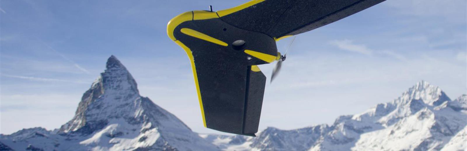 Swiss drone in front of Matterhorn