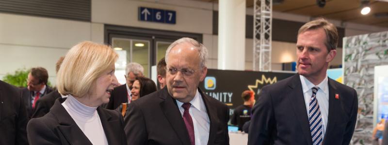 Swiss President Schneider-Amman arrives at CeBIT