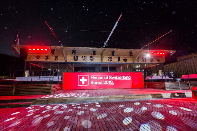 front of the House of Switzerland in Korea 2018