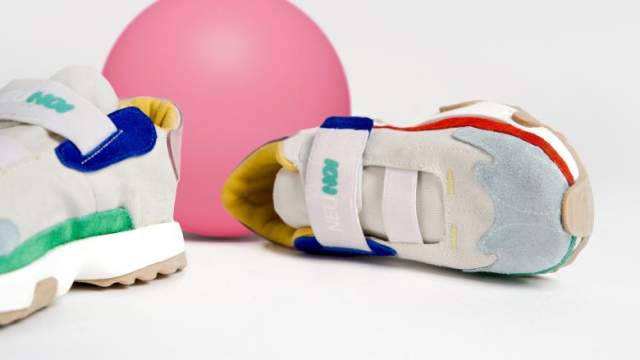 Kids Sneakers with a pink balloon in the background