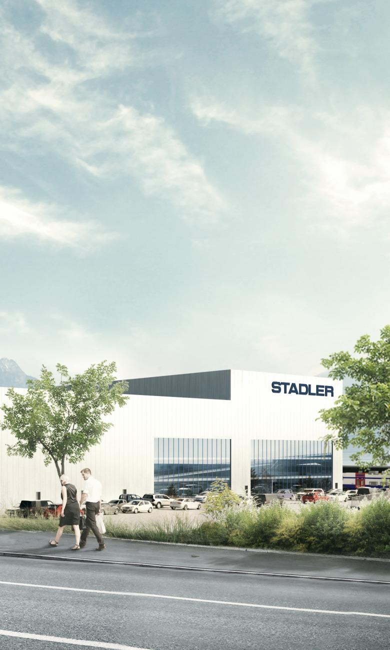 Vue du nouveau centre d’excellence Stadler à Sankt Margrethen © Stadler Rail