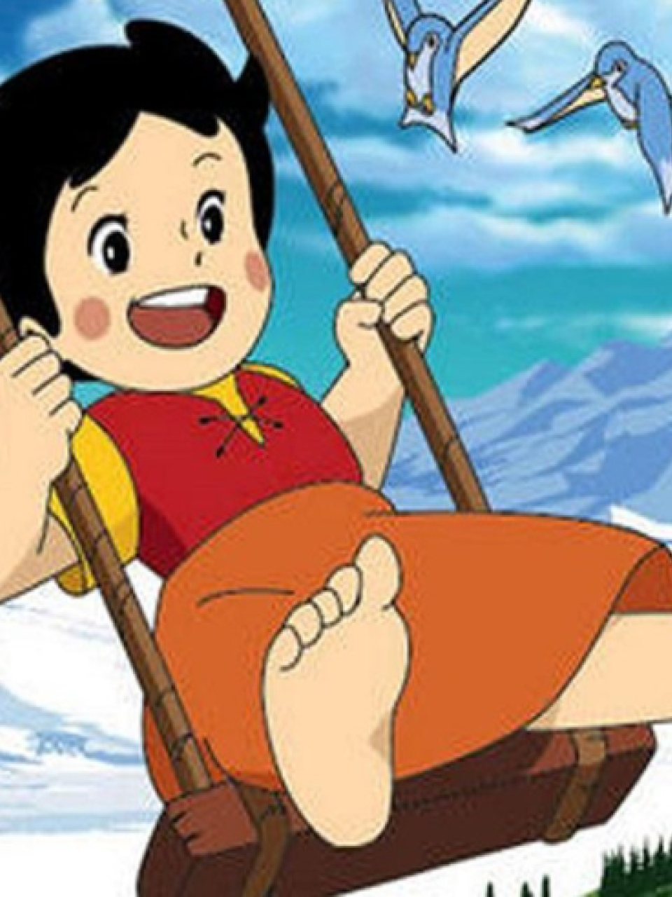 Heidi nel cartone animato di Isao Takahata’s dal titolo «Heidi, la ragazza delle Alpi», 1974. Fonte: Swissinfo